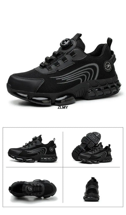 Rotary Button Safety Shoes Men Steel Toe Sneakers Puncture Proof Work Safety Boots Air Cushion Sport Work Shoes Anti-smash Boots