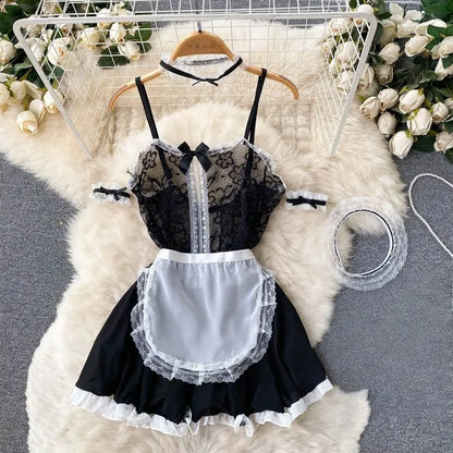 Woman Plus Size Sexy V-Neck Strap Dress Lace Trim Slim Short Dress Women Fashion Comfortable Dress Party Hotsweet