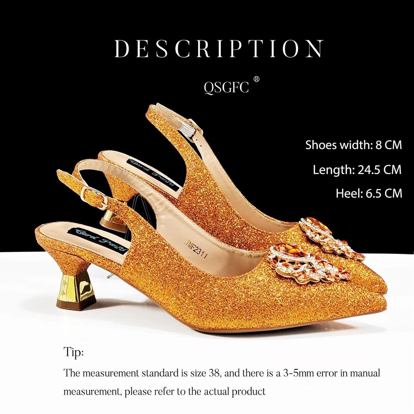 Hot Selling INS Pointed-Toe Luxury Style Women High Heels Sandal With Bag Set Orange Color for Wedding Party