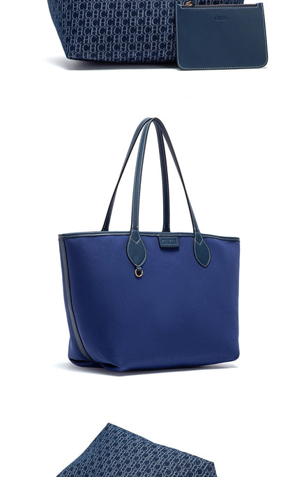 New Large Capacity Tote Bag Geometric Elegance Meets Dual-Tone Utility Versatile Double Sided Color Blocking Handbag