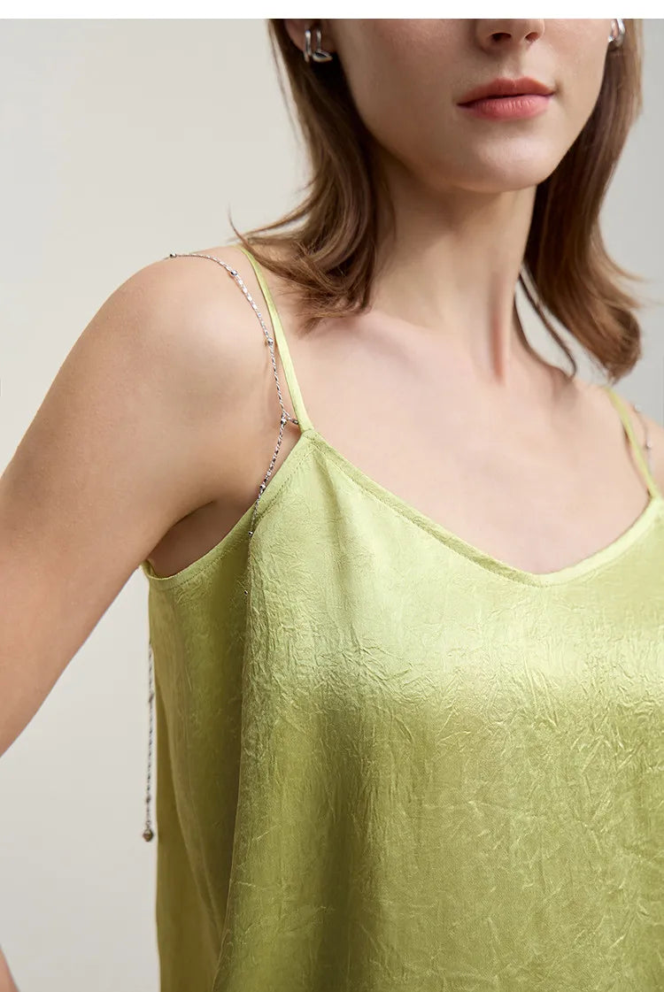 Casual Cami For Women 2026 Summer New Chain Sleeveless Top Basic Straight Women's Acetate Spaghetti Strap Tank 12641045