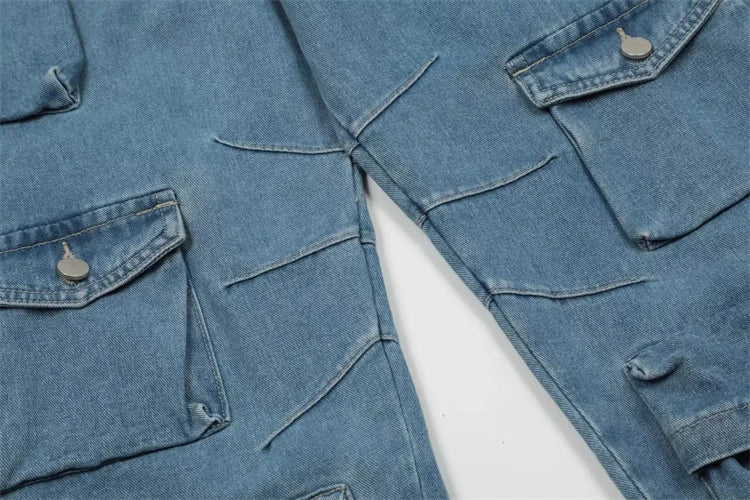 Y2K Cargo Jeans Women's Baggy Wide Leg Multi-Pocket Fashion Denim Pants Harajuku Streetwear Female Vintage Loose Casual Pants