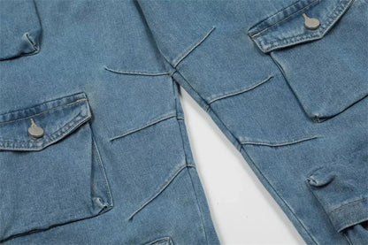 Y2K Cargo Jeans Women's Baggy Wide Leg Multi-Pocket Fashion Denim Pants Harajuku Streetwear Female Vintage Loose Casual Pants