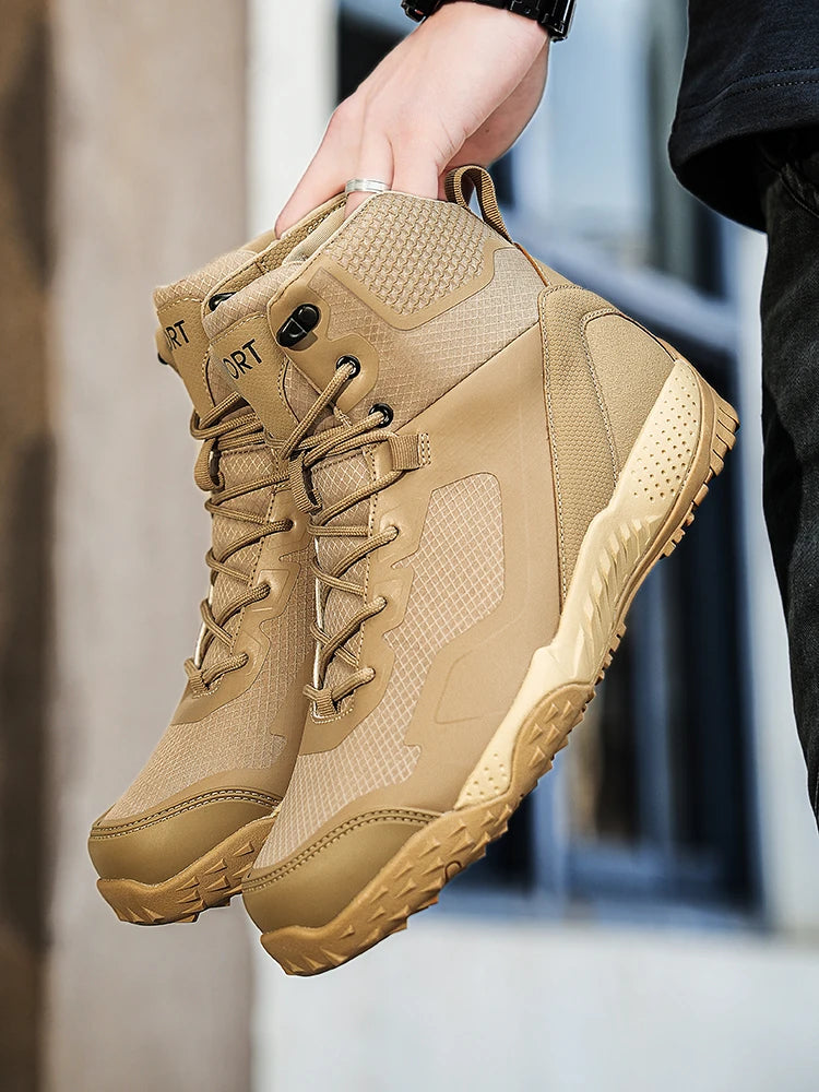 New Men Tactical Boots Waterproof Outdoor Casual Ankle Man Boot Desert Military Climbing Hunting Work Safety Hiking Male Shoes