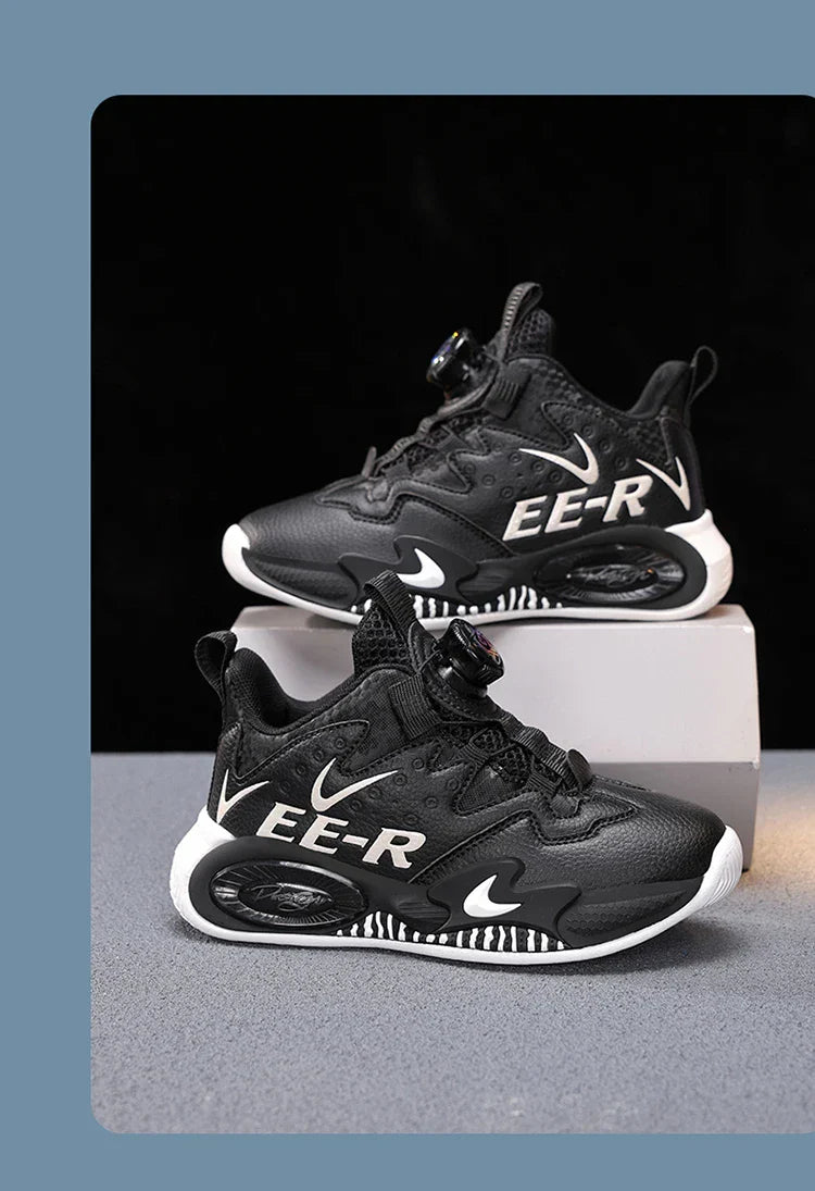 A pair of children's four-season leather high-top basketball shoes, wear-resistant basketball shoes, sizes 31-40，HL-2798