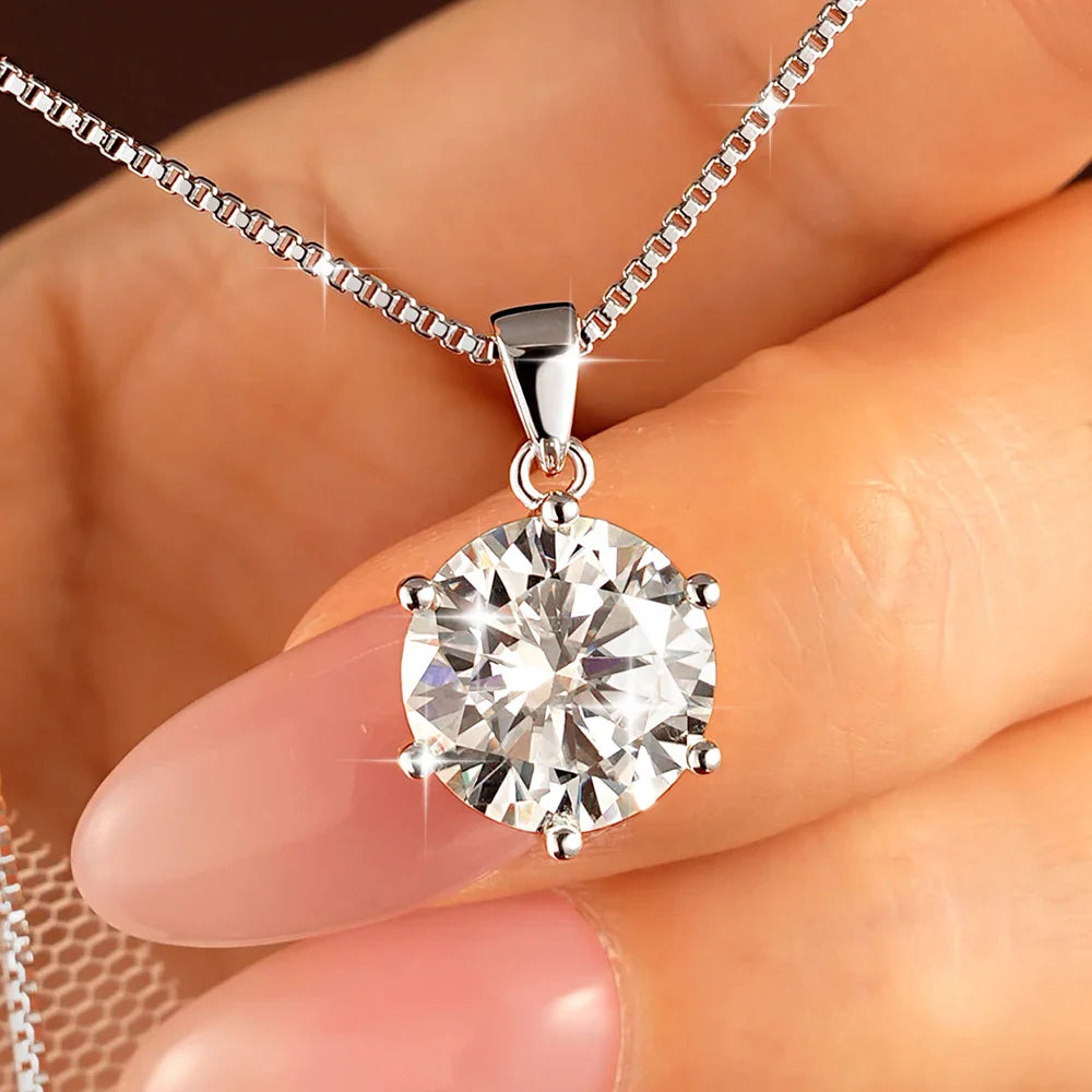 Pass Diamond Test 1.0ct–5ct Moissanite Necklace Sparkling Solitaire Pendant Necklaces for Women Wedding Party Jewelry Gift