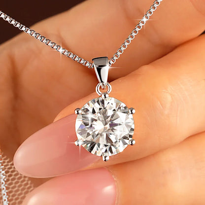 Pass Diamond Test 1.0ct–5ct Moissanite Necklace Sparkling Solitaire Pendant Necklaces for Women Wedding Party Jewelry Gift