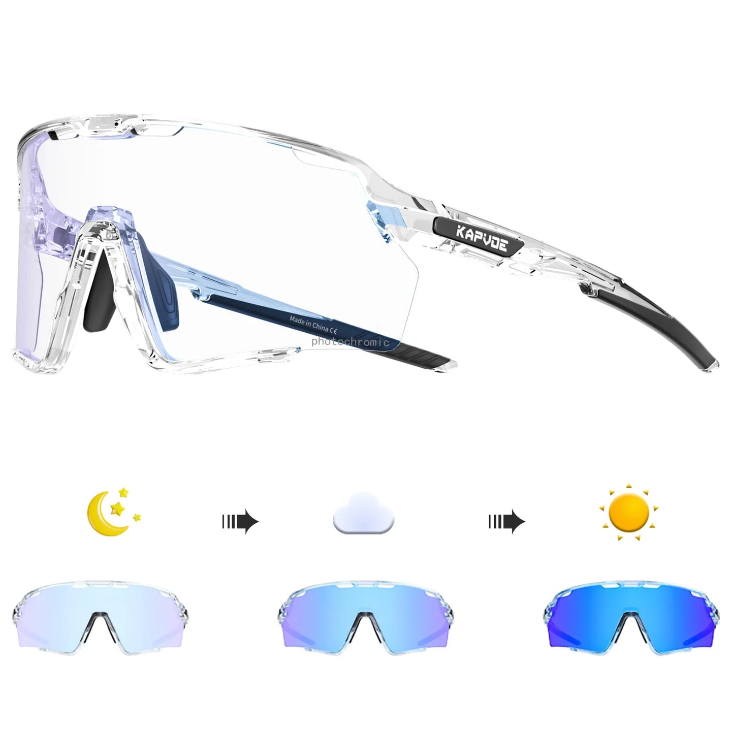 Photochromic Cycling Glasses Silver Lens Sunglasses Multi Color Men Women Bike Outdoor Eyewear Riding Driving Running