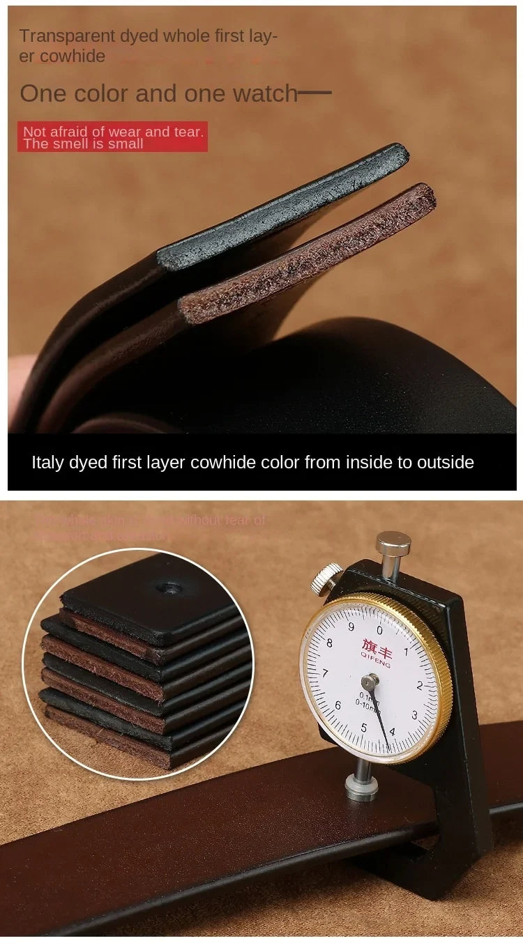 3.5CM Thick Cowhide Genuine Leathe Jeans Belt Business Toothless Automatic Buckle Belt Men High Quality Luxury Male Strap Cintos