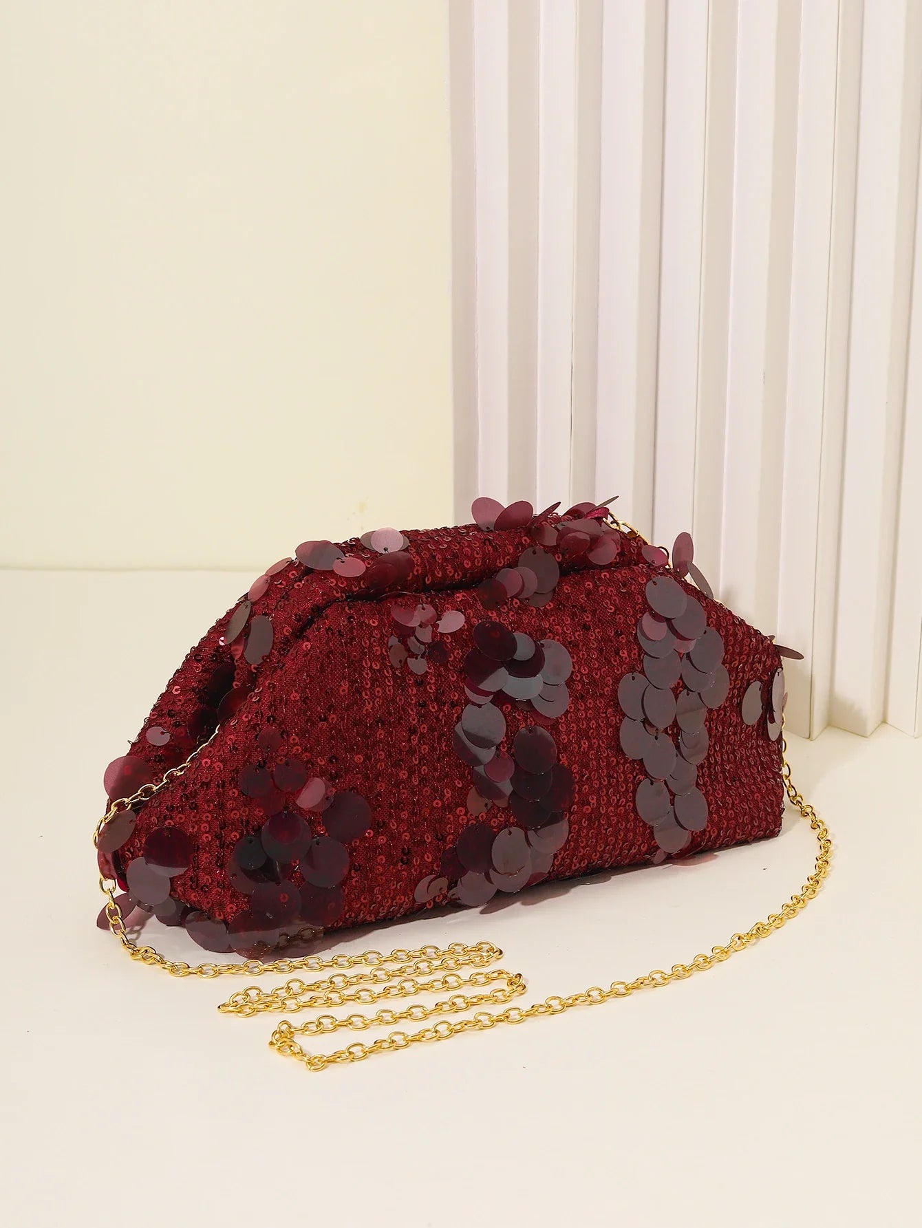 Dinner bag Fashion sequin messenger bag Women's simple handbag, large sequin clutch bag Versatile chain shoulder messeng  bag