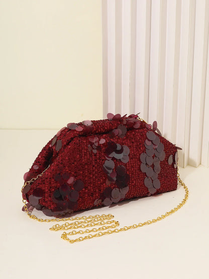 Dinner bag Fashion sequin messenger bag Women's simple handbag, large sequin clutch bag Versatile chain shoulder messeng  bag