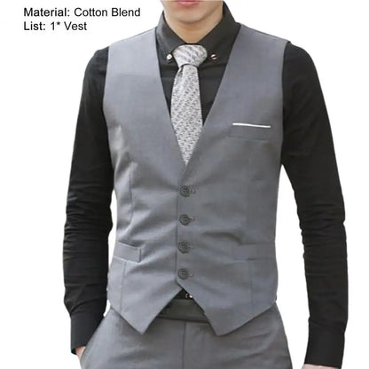 2025 Men Vest Single-breasted V Neck Formal Waistcoat Suit Vest Men Wedding Summer Beach One Piece Waistcoat V Neck Fashion Cost