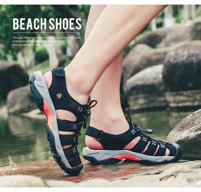Summer Outdoor Sandals for Men Breathable Hiking Shoes Water Beach Mens Sandals Camping Climbing Aqua Sneaker HT-710445A