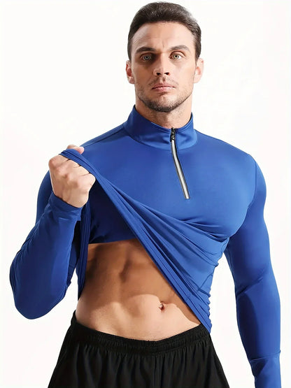 Men's sports and fitness shapewear with quick drying long sleeves for comfortable moisture absorption and sweat wicking,