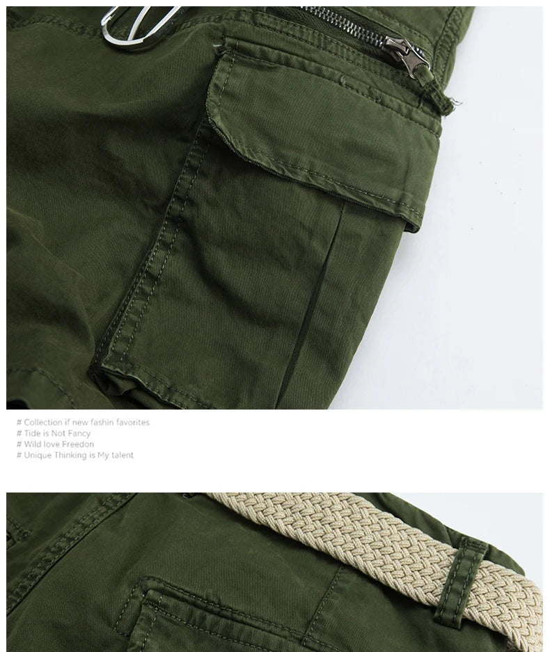 Summer Overalls Men Casual Shorts New Loose Sports Comfortable Knee Shorts Streetwear Breathable Safari Short Pants