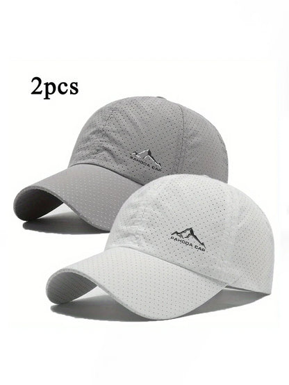 2pcs Sports Baseball Cap, Snow Mountain Print, Quick-drying, Spring Summer Leisure, D Suitable for Both Men and Women