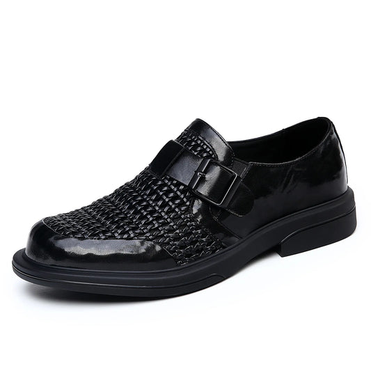 Breathable Hallow Business Leather Shoes for Men Buckle Designer Black Fashion Casual Shoe Male Summer British Elegant Shoes Man