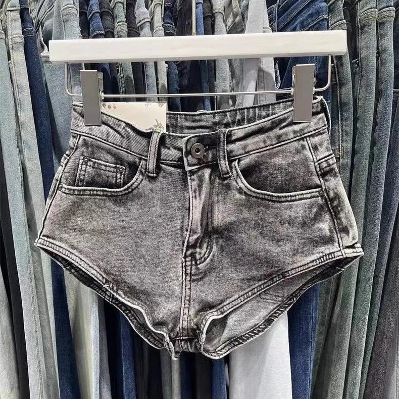 Skinny Denim Shorts, Hot Girl Y2k Ultra-short Washed Cuffed Jeans, Summer Clothes for Woman