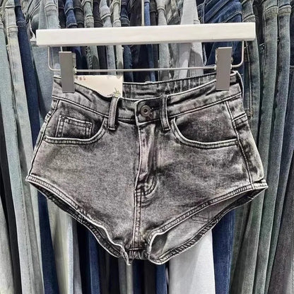Skinny Denim Shorts, Hot Girl Y2k Ultra-short Washed Cuffed Jeans, Summer Clothes for Woman