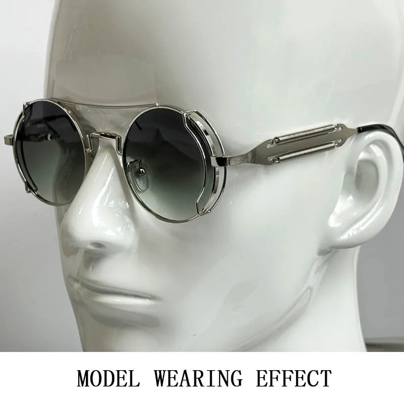 Punk Sunglasses For Men Designer Vintage Round Steampunk Fashion Glasses Retro Sunglasses Women 2024 Gafas De Sol Hombre Lunette