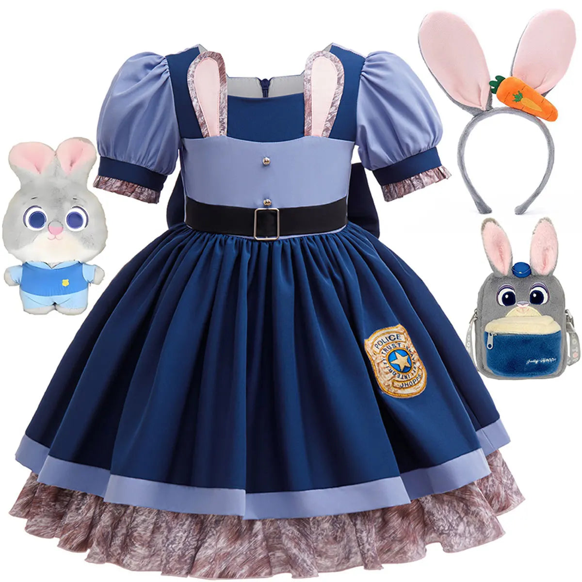 2026 New Movie Zootopia 2 Brave Bunny Adventure Carnival Baby Girl Role Play Judy Hopps Rabbit Officer Uniform Dress Suit