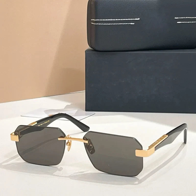 Designer Handmade Square Rimless Sunglasses THE TAIGE Gradient Alloy Acetate High Quality UV400 Women Germany Trendy with Case