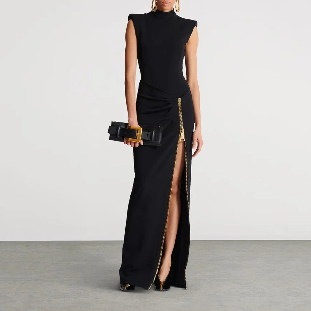 Modern Black Women's Evening Gown Mermaid Formal Party Dress Floor Length Saudi Dress Sleeveless Prom Dress
