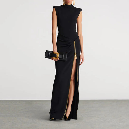 Modern Black Women's Evening Gown Mermaid Formal Party Dress Floor Length Saudi Dress Sleeveless Prom Dress
