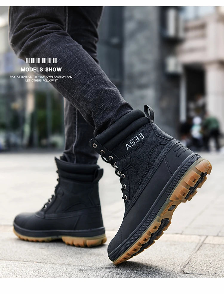 Plus Size 48 Outdoor Men Boots Winter Snow Boots for Men Training Work Boots Waterproof Slip-Resistant Keep Warm Winter Shoes