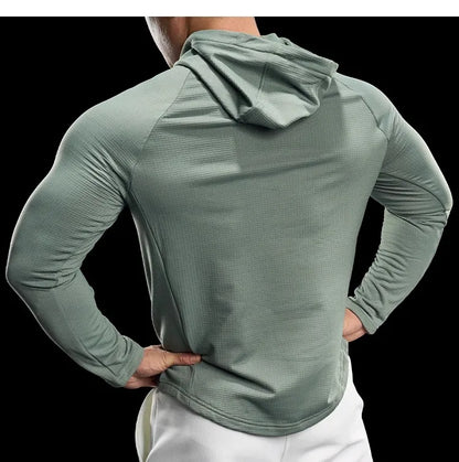 Autumn New Gym Fitness Clothes Men's Training Clothes Long-sleeved Sports Quick-drying Sweatshirts Casual Hooded Fitness Clothes