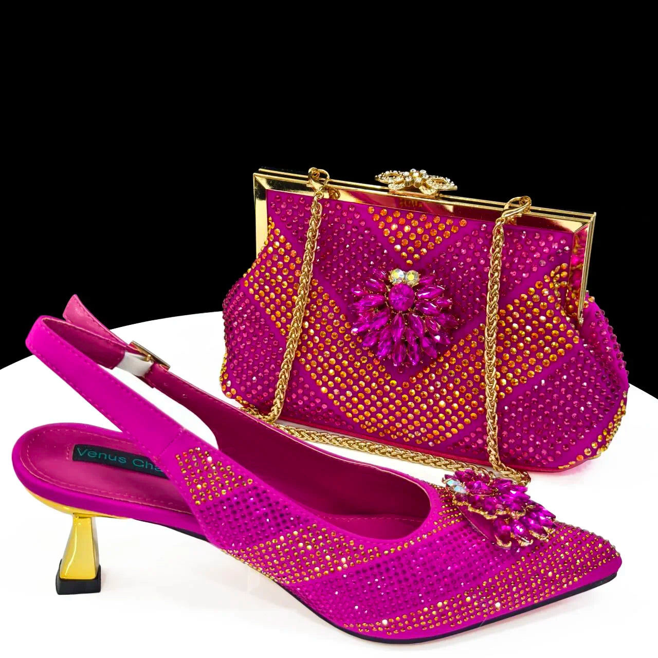 Italian Shoes and Bags Matching Set 2024 Silver Color Rhinestone Fashion High Heels for Women Pointed Toe Pumps