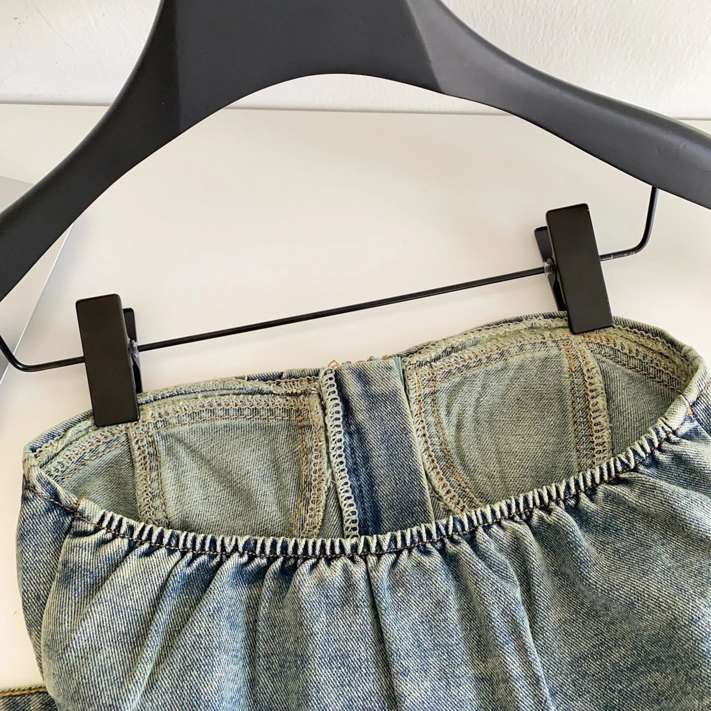 Vintage Denim Strapless Camis Backless Irregular Raw Hem Slim Distressed Crop Top Ladies Sashes Sexy Club Lingerie Top