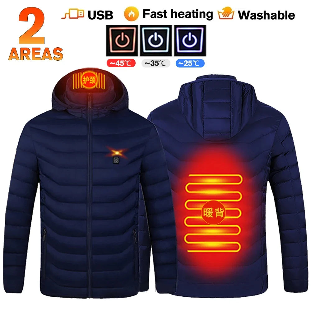 21 Areas Heated Jacket Women's Warm Vest USB Men's Heating Jacket  Waterproof Winter Heated Jackets Ski Clothing Coat Heated