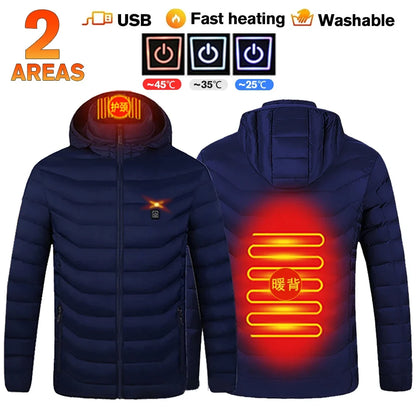 21 Areas Heated Jacket Women's Warm Vest USB Men's Heating Jacket  Waterproof Winter Heated Jackets Ski Clothing Coat Heated