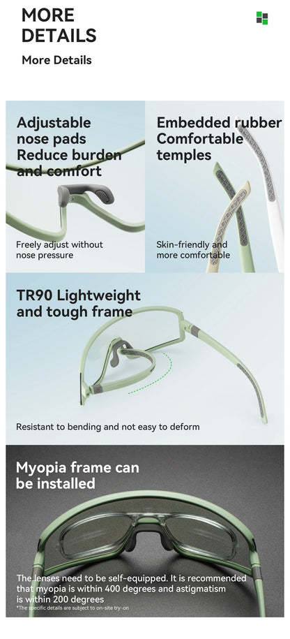 Outdoor Cycling Sunglasses Polarized UV400 Driving Eyewear Bicycle Goggles Non-slip Anti-fog Photochromic Glasses