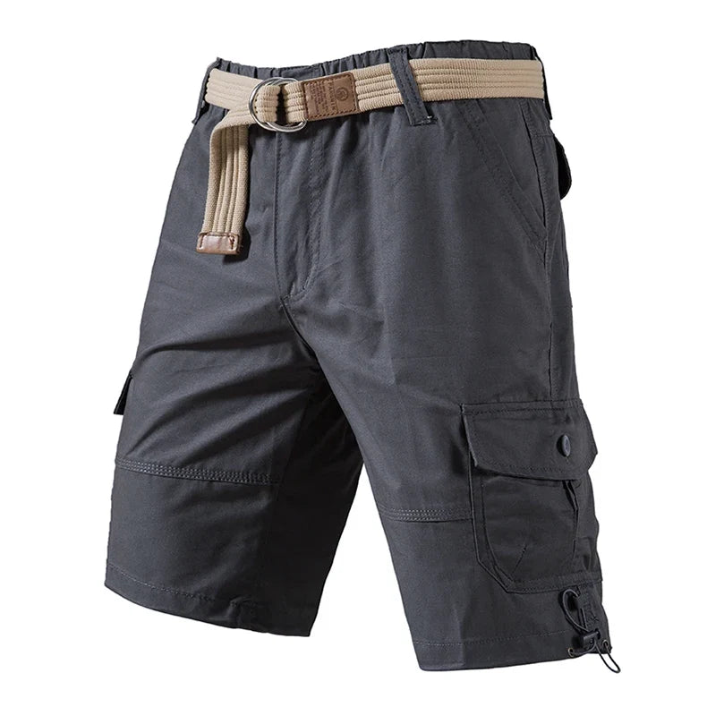 Mens Casual Cotton Shorts Hiking Cargo Shorts Relaxed Fit Streetwear Running Shorts Elastic Waist Short