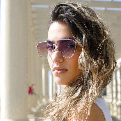 Trend Pilot Sunglasses Women's Fashion Double Bridge Metal UV400 Gradient Sunglasses Women's  Outdoor Sunglasses
