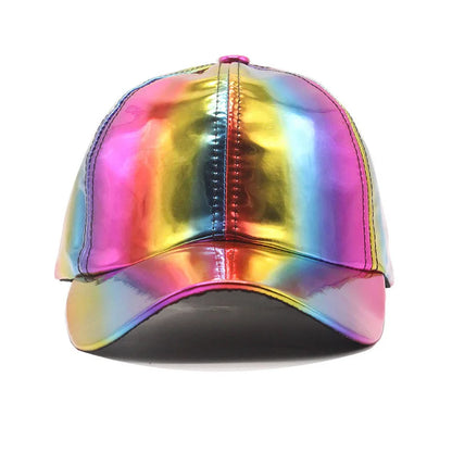 Laser Reflective Color Changing Cap Unisex Glossy Rainbow Baseball Cap Trendy Streetwear Outdoor Sports Baseball Cap