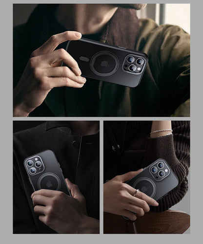 360° Rotating Stand Magnetic Orange Case For iPhone 17 Pro Max 17Air 17Pro Luxury Metal Button Folding Bracket Shockproof Cover