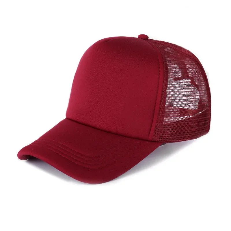 Unisex Cheaper 5 Panel Trucker Hat For Adult Summer Net Baseball Cap Men Women Sponge Mesh Adjustable Sun Hat Visor