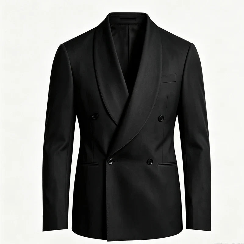Luxury Men's Summer Blazer Shawl Lapel Slim Fit Double Breasted Suit Jacket Business Casual Wedding Groom Tuxedo Formal Party