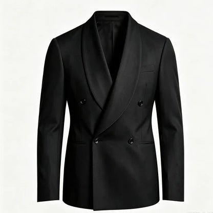 Luxury Men's Summer Blazer Shawl Lapel Slim Fit Double Breasted Suit Jacket Business Casual Wedding Groom Tuxedo Formal Party
