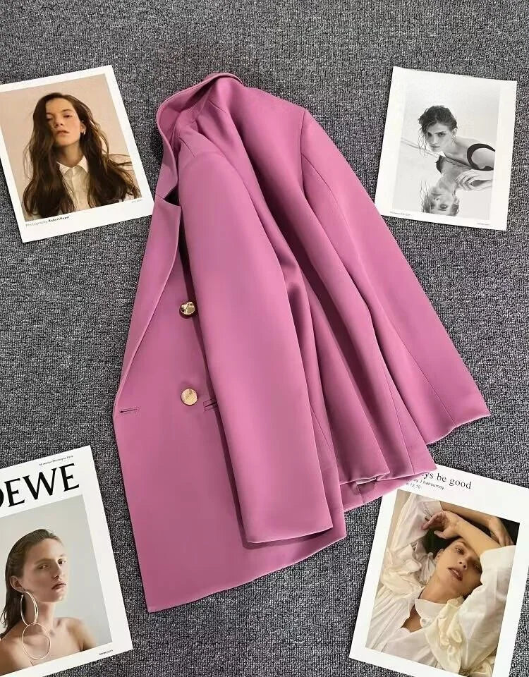 Women's Casual  Jaet Coat 22 Colors Small Suit Outerwear Long Sve Commute Sle Pure Color Spring Season