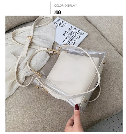 Fashion Transparent Women Shoulder Bag Jelly Candy Summer Beach Handbag for Female Messenger Bags Bolsa Totes Bucket Bag