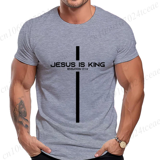 T Shirt for Men Jesus Is King Print Graphic T Shirts Unisex Harajuku Fashion Casual Street Short Sleeve Tee Jesus Is King Tops