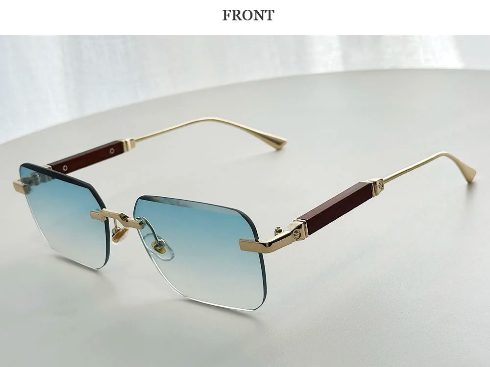 Rimless Sunglass Men Vintage 2025 Fashion Glasses Square Sunglasses Women Trendy And Fashionable Gafas De Sol Hombre Zonnebril
