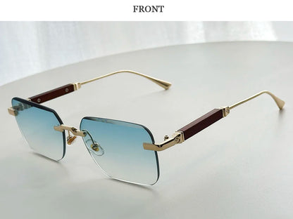 Rimless Sunglass Men Vintage 2025 Fashion Glasses Square Sunglasses Women Trendy And Fashionable Gafas De Sol Hombre Zonnebril
