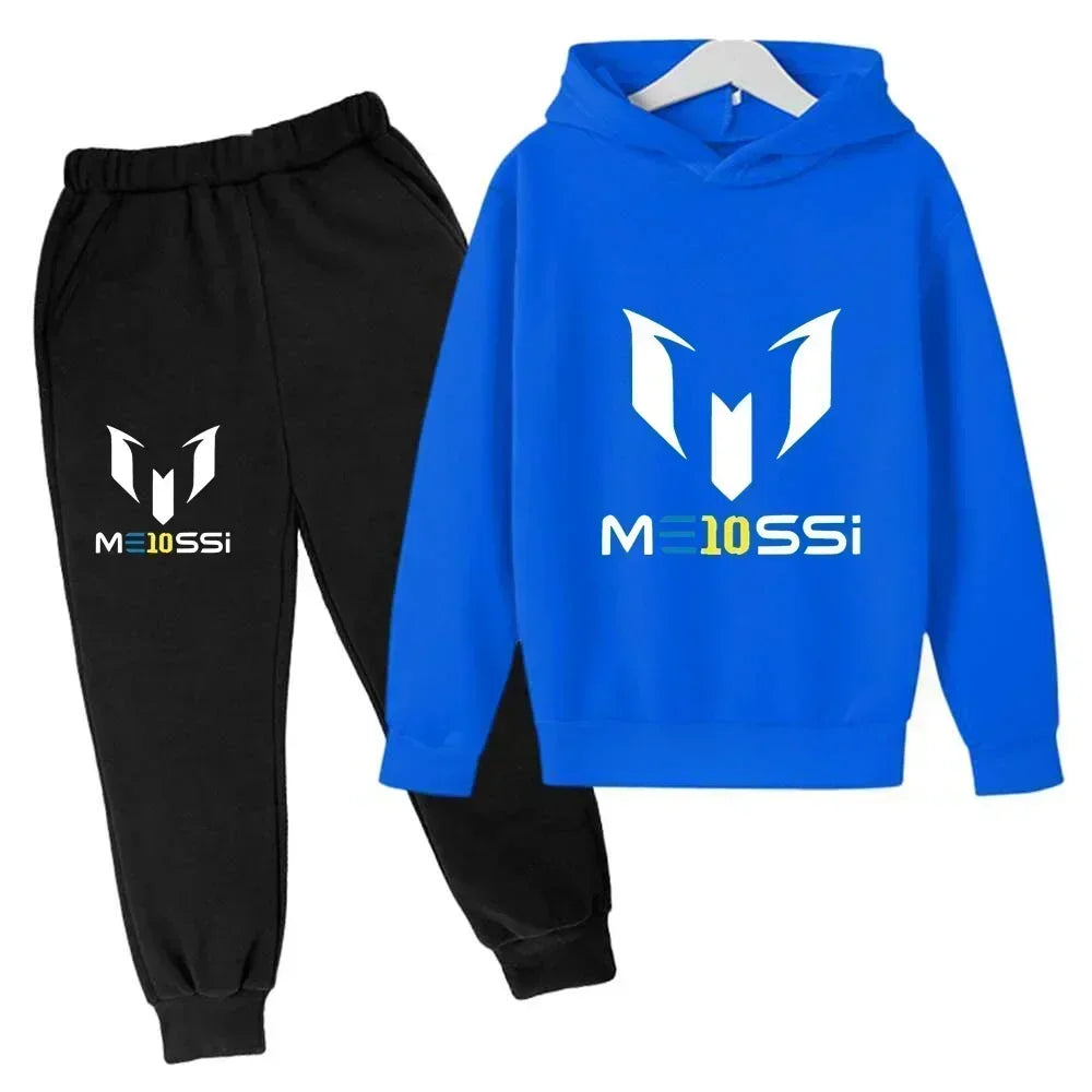 Autumn Football Star Messi 3-12Y Children Hoodies Sets Pants Suit 2 Pcs Sets Kids Boy Girl Clothing Casual Fashion Tracksuits