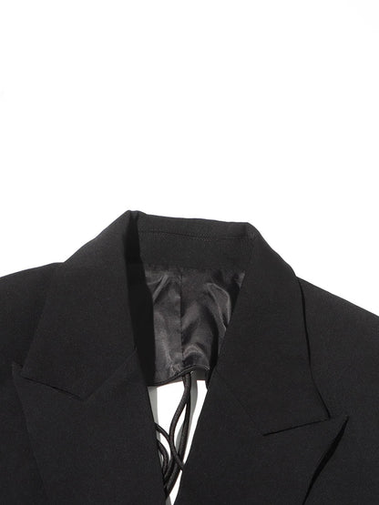 Patchwork Diamonds Backless Blazer For Women Notched Collar Long Sleeve Spliced Button Chic Blazers Female Style