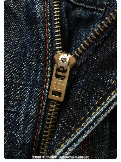 High Quality 100% Cotton Washed Yellow Selvedge Denim Jeans for Men American Vintage Casual Spring Autumn Loose Straight Pants